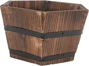 VANZACK 1pc Solid Wood Flowerpot Mini Vegetable Succulent Whiskey Barrel Outdoor Garden Barrels Tree Stump Decor Wishing Well Planter Astetic Indoor Wooden Household Flower Stand