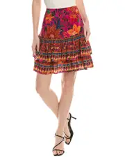 FARM Rio Tropical Tapestry Tiered Mini Skirt