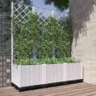 Garden Planter with Trellis White 120x40x136 cm Outdoor Planting Box 53284
