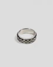 [REPUBLIK] REPUBLIK Men's Checkerboard Spinner Ring in Silver Size XL XL Silver
