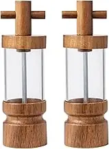 2 Pack Wooden Salt and Pepper Grinder Set Adjustable Coarseness Manual Salt and Pepper Mills with Ceramic Grinding Mechanism