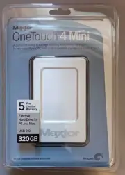 NEW Maxtor Onetouch 4 Mini 320 GB USB 2.0 External Portable Hard Drive