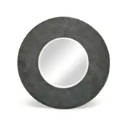 Lirash Round Wall Mirror with Croc Pattern Frame in Black Silver Finish