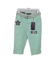 NWT Gloria Vanderbilt Women's Cuffed Belted Capri's "Amanda" Hint Of Mint 6P