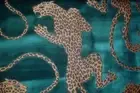 Near 3 yds Mokum Velvet Fabric Panthera Aqua Leopard Upholstery 54" x 106" BTP