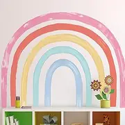 (89.76 X 78.74 Inch) Large Rainbow Wall Decals，Removable Home Room Wall Decor Murals Stickers，Mural Watercolor Half Rainbow Wall Stickers，for Girls Kids Baby Bedroom Nursery Classroom Playroom.
