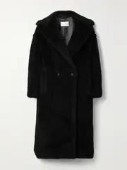 [Max Mara] Max Mara - Tedgirl Double-breasted Alpaca, Wool And Silk-blend Coat - Black - small small Black