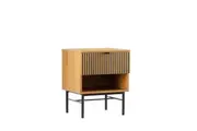 HomeStar Carlos Nightstand Bedside Table Metal Legs W/ 1-Drawer - Oak/Black
