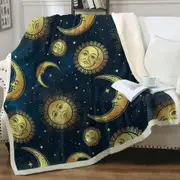 Moon and Sun in Space Throw Blanket