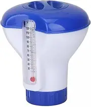 KKRAUS Floating Pool Chlorine Floater Dispenser with Thermometer Sinking Water Temperature Pool Accessories Easy to Read Shatter Resistant for Aquariums Pond