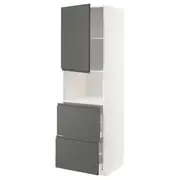 METOD / MAXIMERA hi cab f micro w door/2 drawers, white/Voxtorp dark grey, 60x60x200 cm