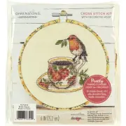 Dimensions Counted Cross Stitch Kit 6" Round-Birdie Teacup (14 Count)