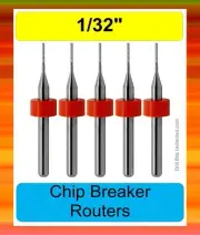 1/32" Router Bits Chip Breaker Fishtail Solid Carbide FIVE Pcs. 1/8" Shaft R149