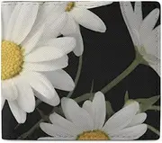 [Dwrepo] Daisy Wallets for Women Men Leather Small Credit Card Wallet Slim Purse Bifold Wallet Card Holder Wallet, white, One size, Casual, White, One size, Casual