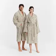 Sheridan Aven Stripe Robe in Limestone/Light Grey Size: Small Medium @Sheridan Rewards