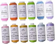 STARTIST 12x Shirring Elastic Thread Kit Bracelet Making Cord Easy to Use Multi-use Crafting Thread Stretch String for Hand Stitching, Rainbow