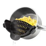 Catzon Clip On Silicone Strainer for All Pots & Pans Hands-Free Colander-Black