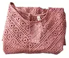 NY Collection Women's Plus 1X Pullover Top Embroider Two Layer Liner Mauve Color