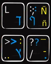 SPANISH-HEBREW-ENGLISH KEYBOARD STICKER FOR COMPUTER NON TRANSPARENT BLACK