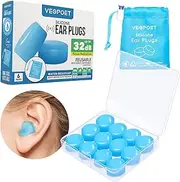 Ear Plugs for Sleeping - Vegpoet Reusable Moldable Silicone Earplugs Noise Cancelling Reduction for Concerts, Swimming, Shooting, Snoring, Airplane, Musicians, Motorcycle, 12 Pack