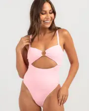 [Kaiami] Kaiami Women's Eilish Ring One Piece Bathing Suit in Strawberry Gelato Pink Size 14 14 Strawberry Gelato Pink