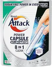 Biozet Attack Power Laundry Capsules Plus Eliminator 8 In 1 Clean 30 pack