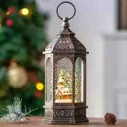 Christmas Snow Globe Lantern Water Glittering 10.5'' Churches with Music& Timer,