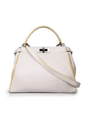 Grey Leather Peekaboo Handbag