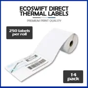 14 Rolls 4x6 "EcoSwift" Direct Thermal Labels 250 per roll Eltron Zebra 2844 450