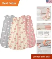 Lightweight Breathable Baby Sleep Sack 0-6 - 3 Pack for Easy Use