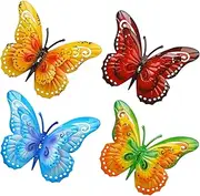 Large Metal Butterfly Wall Decor 4Pack, 3D Iron Art Sculpture Butterfly Decoration for Indoor and Outdoor, Patio, Fence, Garden, Yard, Bedroom, Living Room