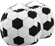 KOCKSHION Giant Plush Soccer Bean Bag Covers 2 Pack Large Capacity Toy Storage Bag Decorative Canvas