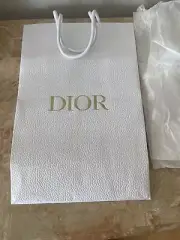 Dior Texture Pebble Paper Shopping Gift Bag White,with tissue,10x14.75x5”NEW