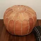 Sale Moroccan Genuine Leather Boho Pouf Ottoman Footstool Pouffe Brown