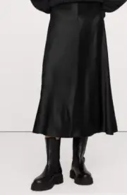 NWT Banana Republic | Black Luxe Bias-Cut 100% Silk Midi Skirt Elegant | Size XS