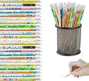 48pcs Welcome Back to School Pencil, Assorted Pattern Colored Pencil with Erasers Colorful Stationery Pencils for First Day of School Decorations Gift Prize Party Favor Office Supply Classroom Reward