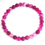 6mm Natural Gems Quality Rose Agate Crystal Round Beads Elastic Bracelet 7.5in