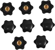FONDOTIN 8pcs Hexagon Head Thru Knob Plum Blossom Hand Tightening Nut Star Mechanical Thumb Nuts for Machine Equipment Black Plastic Hexagon Star Knob