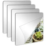 DIY Glass Mirror Tiles Wall Sticker Square Self-Adhesive Stick On Thick Mirror