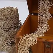 SEWDIYTR Gold Lace Ribbon 4.8 Yards Golden Embroidery Venice Lace Trim Vintage Golden Lace for Sewing Cake Fringe Wedding Bridal Dress 1.2 inch