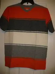 Wonder Nation Boy's V Neck Color Block Tee Shirt X-Large 14-16 Orange Crush