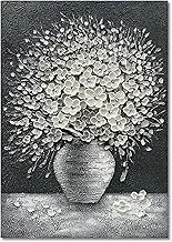 Epicler art Hand-painted abstract white flower art oil painting, 40x28 inch canvas wall art painting office home wall decorative art