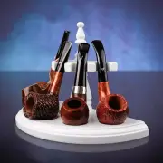 Handmade Wood Tobacco 5 Pipes Rack Holder Smoking Pipe Display Shelf Stand White