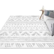 Catzon Modern Rug Fluffy Geometric Washable Non-slip Carpet for Living Room-S