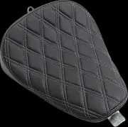 Black Silver Double Diamond Bobber Solo Seat for Sportster 883 Super Low 11-19