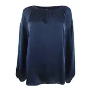 Vince Camuto Top Blouse Keyhole Peasant Women's Boho Classic Navy Size S NEW