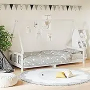 Solid Wood Pine Kids Bed Frame, White, 90x190 cm - House Style Design with Sturdy Slats, Ideal for Toddler Rooms, Easy Ground Access, Fun and Functional