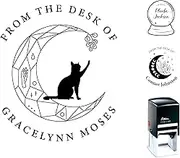 Magic Themed Personalised Book Stamp | From The Library of | Ex Libris | Custom Cat and Moon Library Design | 40+ Designs