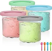 [Morofme] Creami Pints and Lids for Ninja-4 Pack Creamy Icecream Container Cups Glasses Tubs Canister Set Compatible with NC301 NC300 NC299AMZ Series Ice Maker Dishwasher Safe