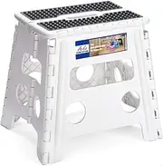 Acko Folding Step Stool - 13" Height Premium Heavy Duty Step Stools for Adults and Kids, Upgrade Step Stool Kitchen Garden Bathroom Stepping Stool (White)
